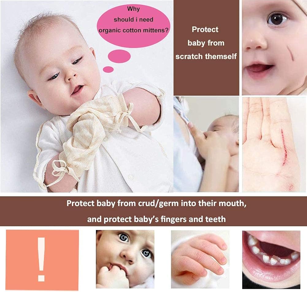 Organic Baby Mittens Newborn Glove No Scratch for Infants Unisex 4 Pairs Soft: Clothing
