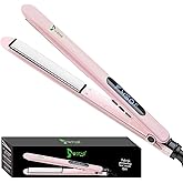 USTAR 2 in 1 Hair Straightener and Curler, 1 Inch Flat Iron Hair Straightener with Titanium Ceramic Ionic Plates & Dual Voltage for Less Frizz, Shinier Hair, with Heat-Resistant Silicone