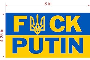 WORK HOUSE SIGNS F*CK Putin Support Ukraine Flag Car Magnet Magnetic Bumper Sticker, Share w/Family & Friends - Political Sticker for Vehicle, Refrigerator - Funny Car Magnet Decal, Room & Wall Decor, Gift - 4.25"X8"