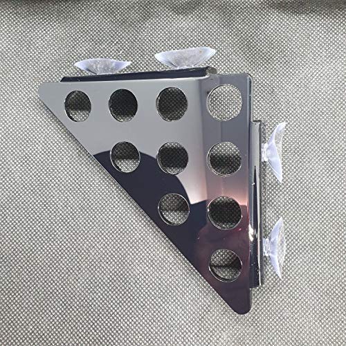 Reef Geeks 10-Hole Corner Frag Rack – Premium Laser-Cut Acrylic Coral Frag Holder with Suction Cups – Compact, High-Flow Design for Reef Tanks & Propagation Systems (Black)