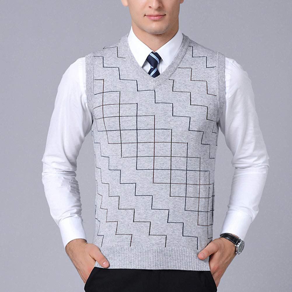 Mengyu Mens Sleeveless Vest Waistcoat Jumper Knitted Pullover VNeck