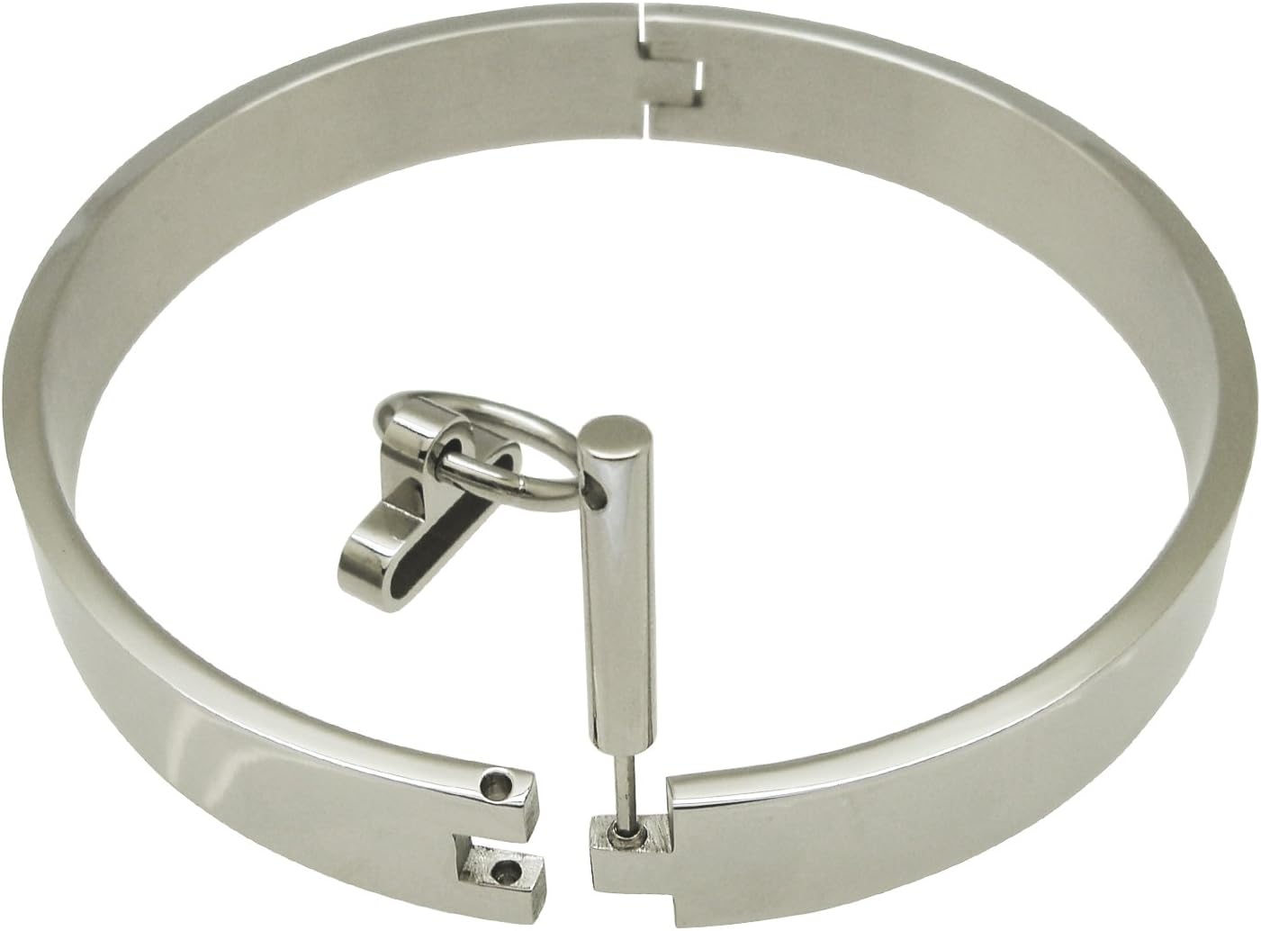 Stainless Steel Slave Collar Choker Necklace with Removable Ring (110 mm, Silver)