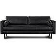 POLY & BARK Napa 88.5” Sofa in Full-Grain Semi-Aniline Italian Tanned Leather, Onyx Black