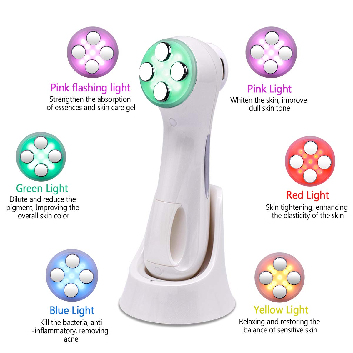 Face Firming Machine 6 in 1 Face Light Massager with Vibration Warm Beauty Device: Beauty