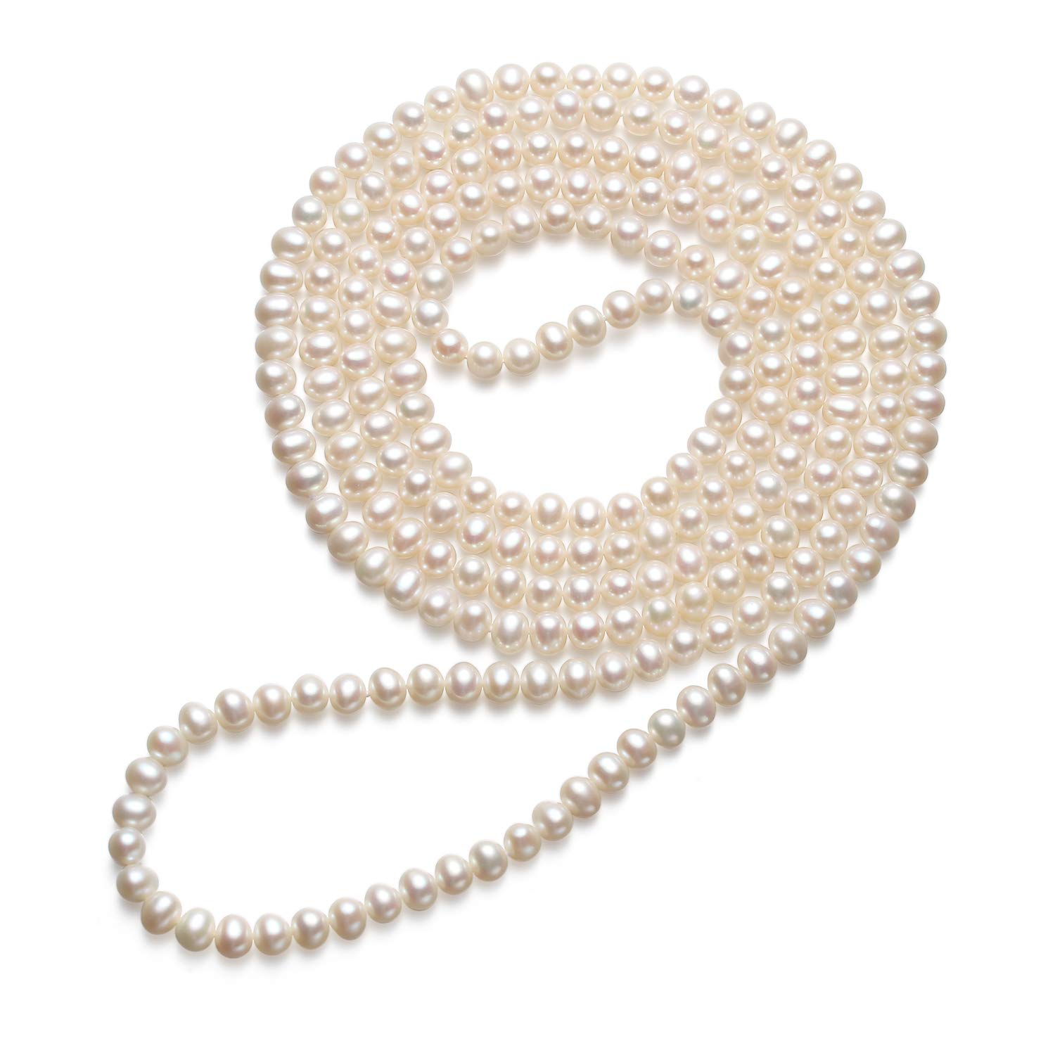 VIKI LYNN Women 6-7mm AAA Quality Freshwater Cultured Long Pearl Necklace 1.5m