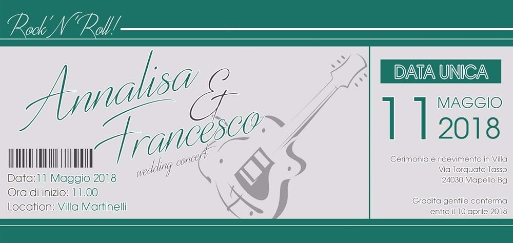 Partecipazioni Matrimonio Personalizzate Inviti Nozze Biglietto Concerto 10 Pz Amazon It Handmade