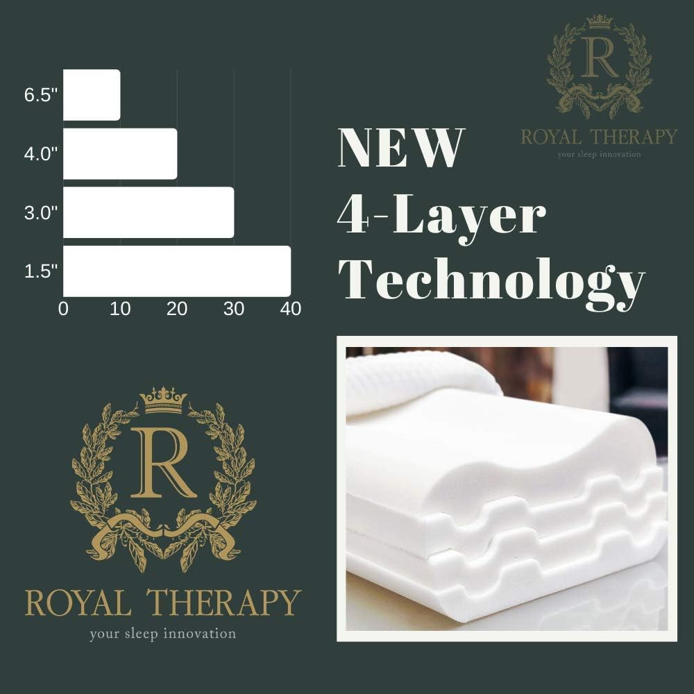 Royal Therapy King Memory Foam Pillow, Neck Pillow Bamboo Adjustable Side Sleeper Pillow: Home & Kitchen