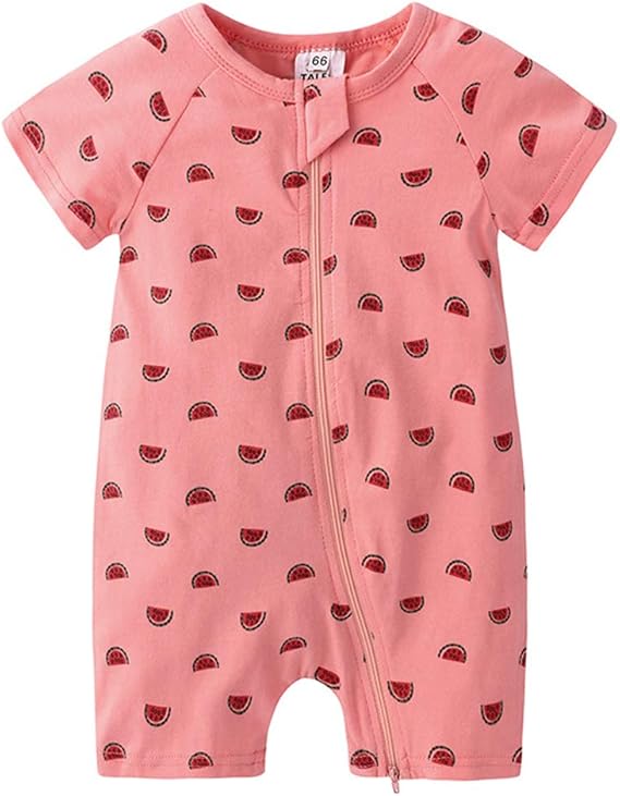 Amazon Co Jp Feidoog ベビー服 ロンパース 前開き 半袖 夏 女の子 赤ちゃん ダブルファスナー プリント 綿 服 ファッション小物