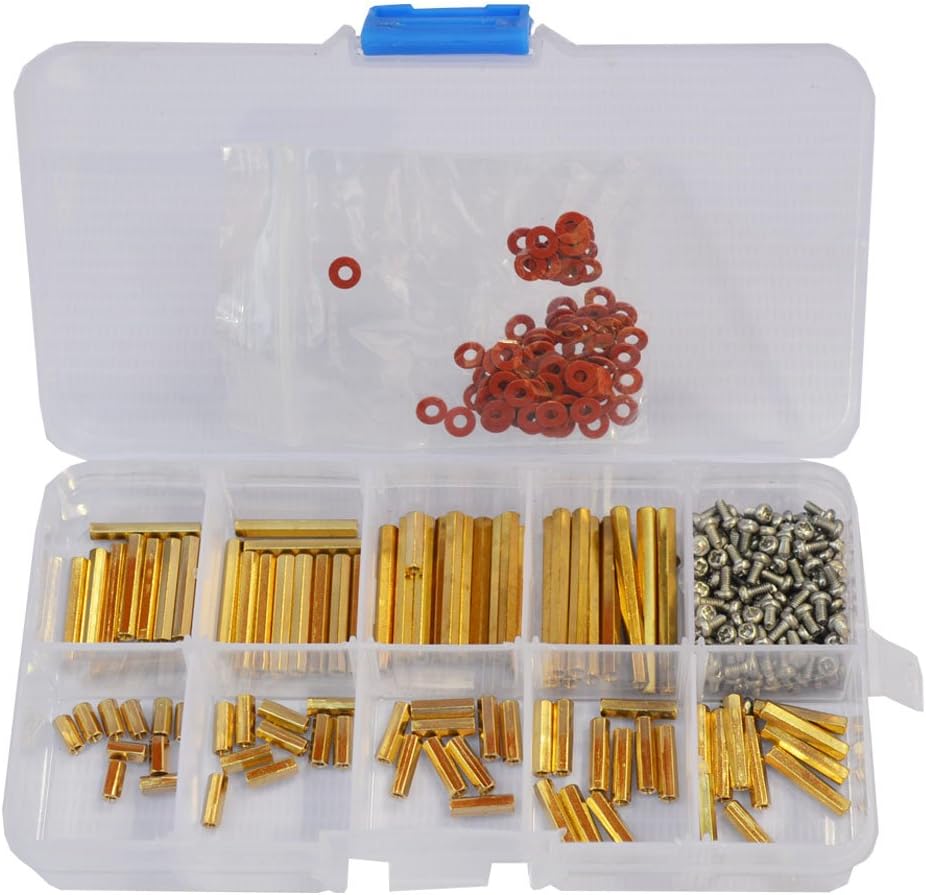 M2 Hex Brass Standoff Screw Nut Assortment Kit 360pcs,Female Female