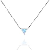 PAVOI 14K Gold Plated Opal Pendant Necklaces for Women | Created Opal Cubic Zirconia Dainty Necklace | Butterfly Round Triangle Antler Bar Pendants