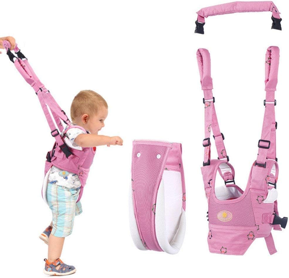 Baby Walker Toddler Walking Assistant, Lungeo Handheld Stand Up and Walking Learning Leash Kids Safety Breathable Walking Harness Walker for Baby 6-27 Months (Pink)