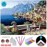 Diamond Painting Kits for Adults - Paint with Diamonds, Diamond Dotz, Full Drill, Framed, [14 Pieces] 16''x12'' Seascape