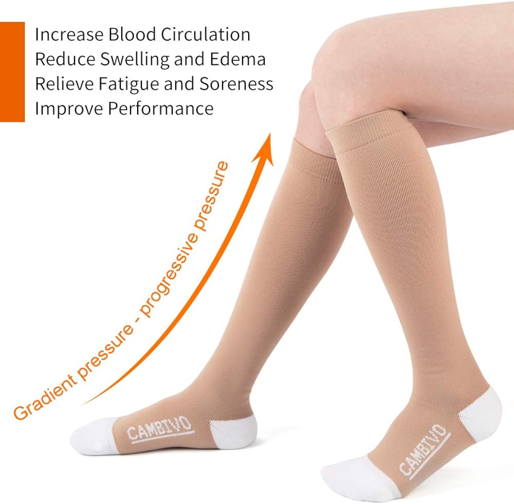 CAMBIVO Compression Socks 3 Pairs for Women and Men, 20-30mmHg Thick High Stockings for Sports, Running, Circulation,Travel: Clothing