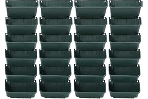 Liffshsy Vertical Wall Planter with 24 Plastic Pots, Wall-Mounted Garden Planter Stackable Wall Hanging Flower Pot Clasp Design with Grooves Drainage Holes for Indoor and Outdoor (Army Green 24)