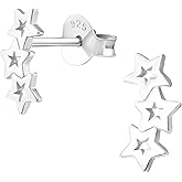 925 Sterling Silver Triple Star Stud Earrings, Sold as a Pair