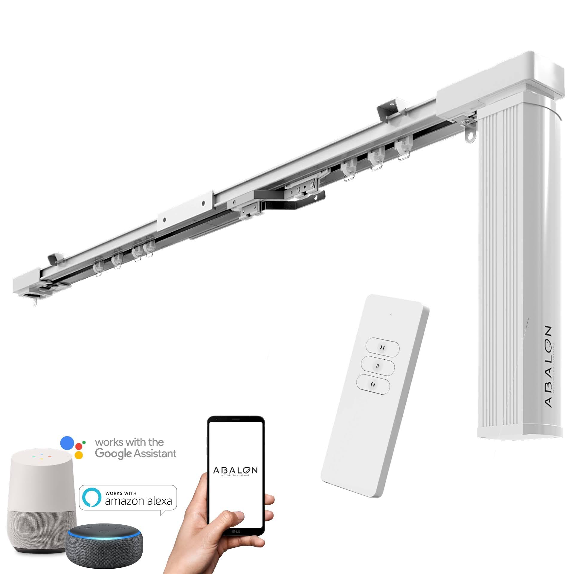 Abalon Motorized Track for Curtains With Remote Control, 1 to 6 meters, Motor Wifi compatible with Alexa, Google Home, Smartphone App, Smart Home, Electric Curtain Tracks, Motorized Curtain Rods (DIY)