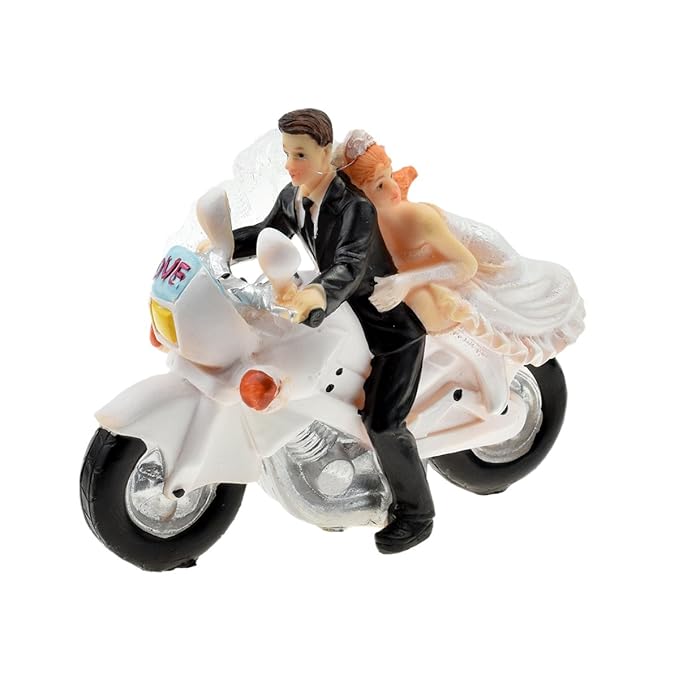 Bride & Groom on Motorbike Cake Topper (XCCM420) Amazon.co.uk Garden