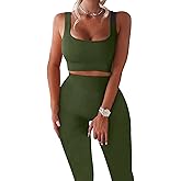 Workout Sets for Women 2 Piece Seamless Ribbed Crop Tank High Waist Shorts Yoga Outfits