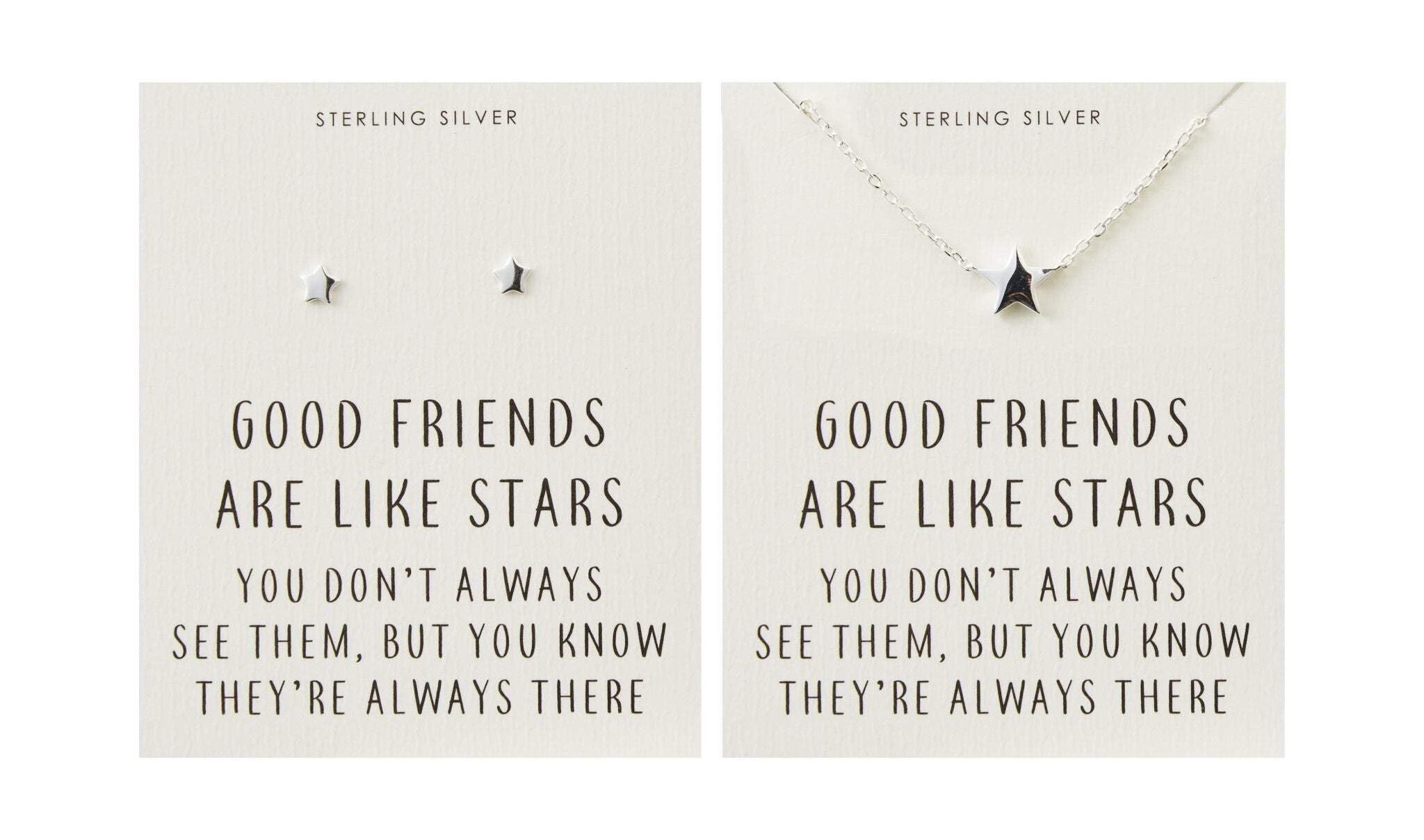Philip Jones Sterling Silver Friendship Quote Star Set