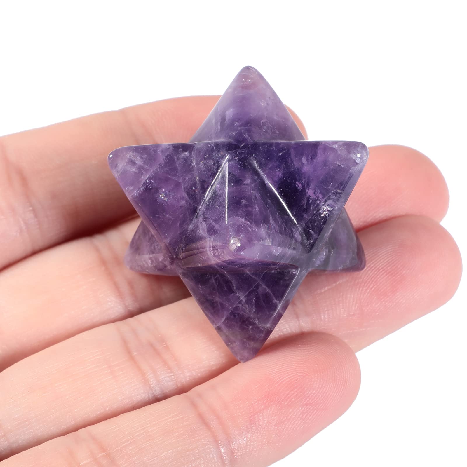 Lovionus89 Natural Amethyst Merkaba Crystal Protection Sacred Meditation Energy Generator Healing Chakra Six-pointed Star 1 Inch โ image 1