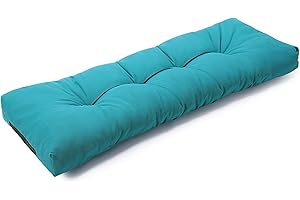 SUNROX LokGrip Non Slip Tufted Memory Foam Bench Cushion, FadeShield Water Resistant Durable Thicken Outdoor/Indoor Bench Seat Pads 51x16x4 inch, Turquoise