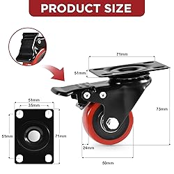 Caster Wheels, Heavy Duty 2 Inch Casters Set of