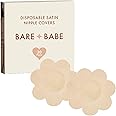 Bare Babe 40 Pieces Satin Nipple Pasties - Hypoallergenic, Disposable, Adhesive Breast Pasties - Nude Nipple Covers No-Show