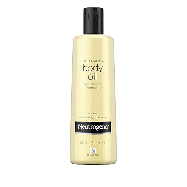 NEUTROGENA BODY OIL LIGHT SESAME FORMULA, 8.5 FL OZ, RADIANT GLOW MOISTURIZER FOR DRY SKIN, BATH & SHOWER OIL FOR SMOOTH AND HYDRATED SKIN