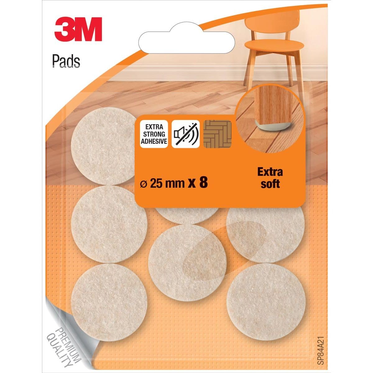 3M Felt Pads with Rounded Edges, 25 mm, Beige, UU003708524