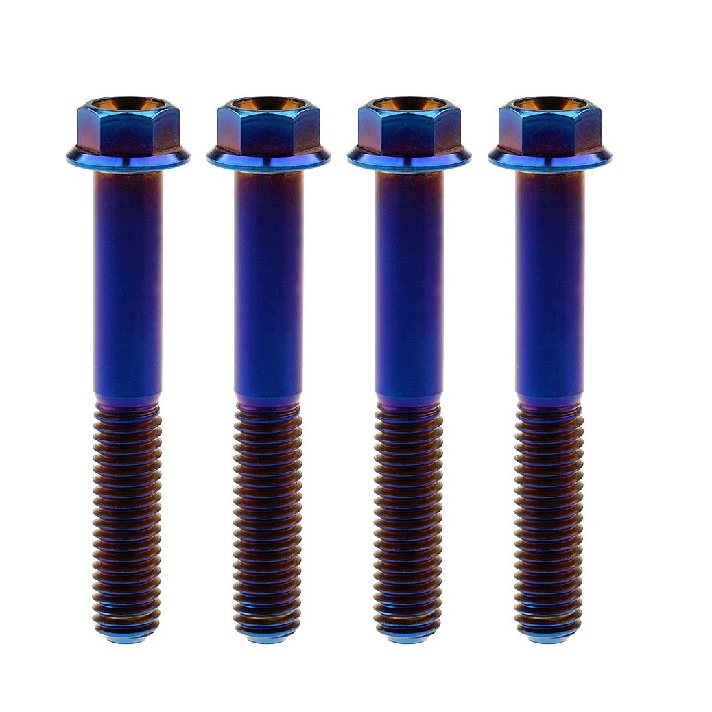 Wanyifa Titanium Hex Small Flange Head Bolt M8 15 20 25 30 35 40 45 50 55 60 65mm x1.25mm Pack of 4 (M8x55mm, Fire Blue)