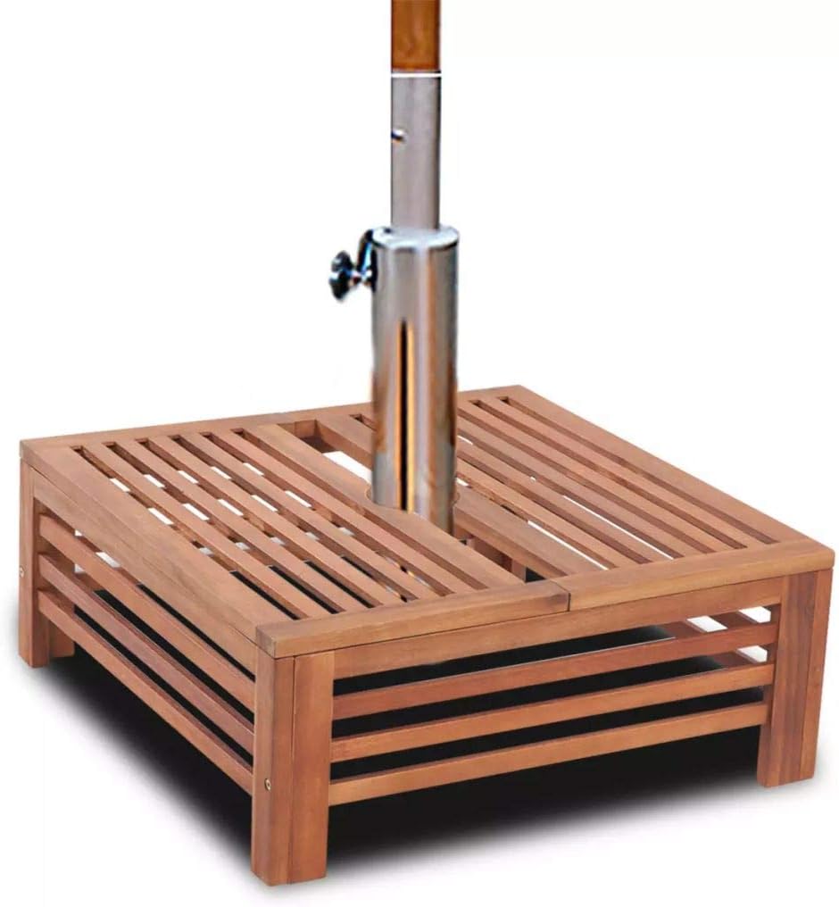 wooden parasol with base
