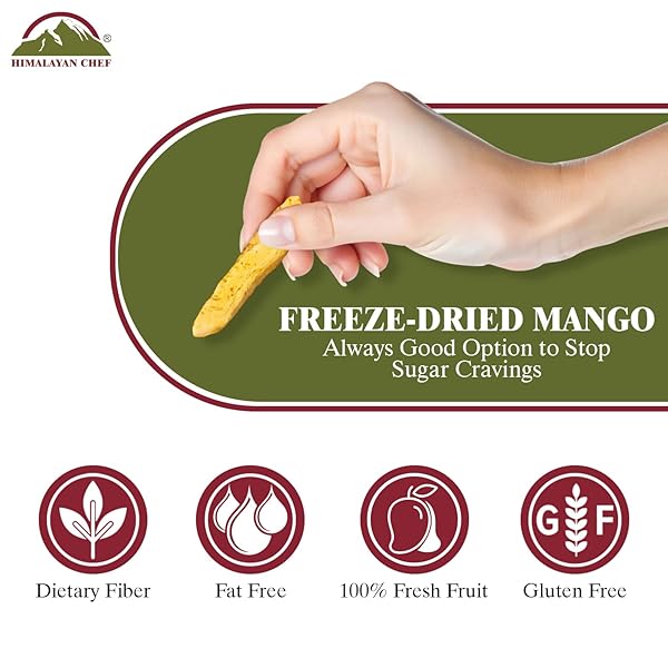 HIMALAYAN CHEF FREEZE-DRIED FRUIT – 15G/EACH FREEZE-DRIED MANGO | ORGANIC FRUITS SNACKS, HEALTHY SNACKS FOR KIDS & ADULTS | DRIEDS FRUITS, BABY SNACKS, GLUTEN-FREE
