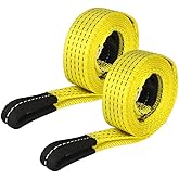 2 Pack 10' x 2" Lifting Sling Straps, 10 Feet Heavy Duty Lift Rigging Strap Tree Saver Recovery Securing Straps, Polyester Flat Towing Web Sling Winch Strap for Trailer, Hoist, Truck.