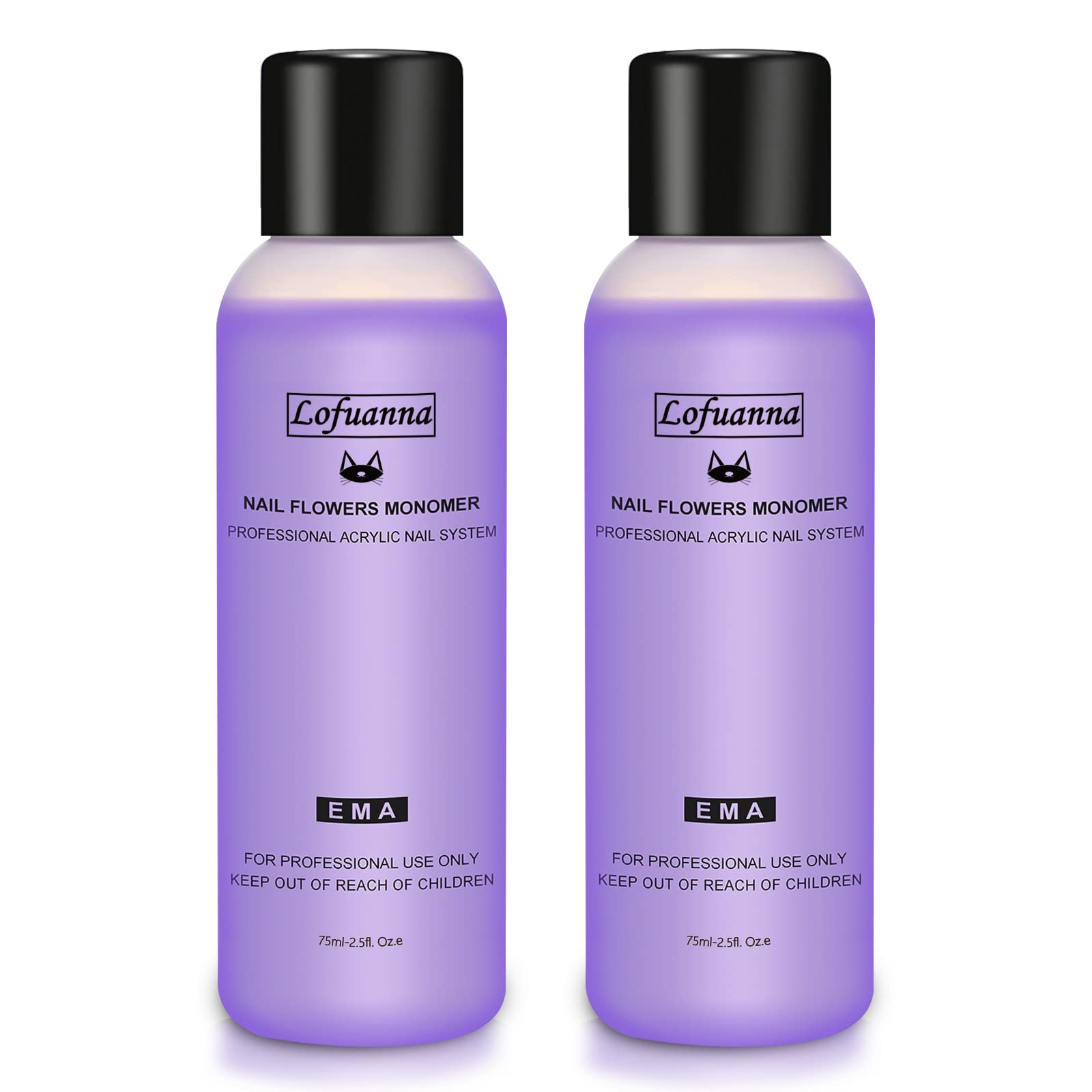 Lofuanna Acrylic Liquid Monomer for Acrylic Powder,2Pcs 75ml/2.5OZ Professional Acrylic Nail Liquid for Acrylic Nails,MMA Free Nail Monomer Salon Quality for Nail Extension Nail Art System