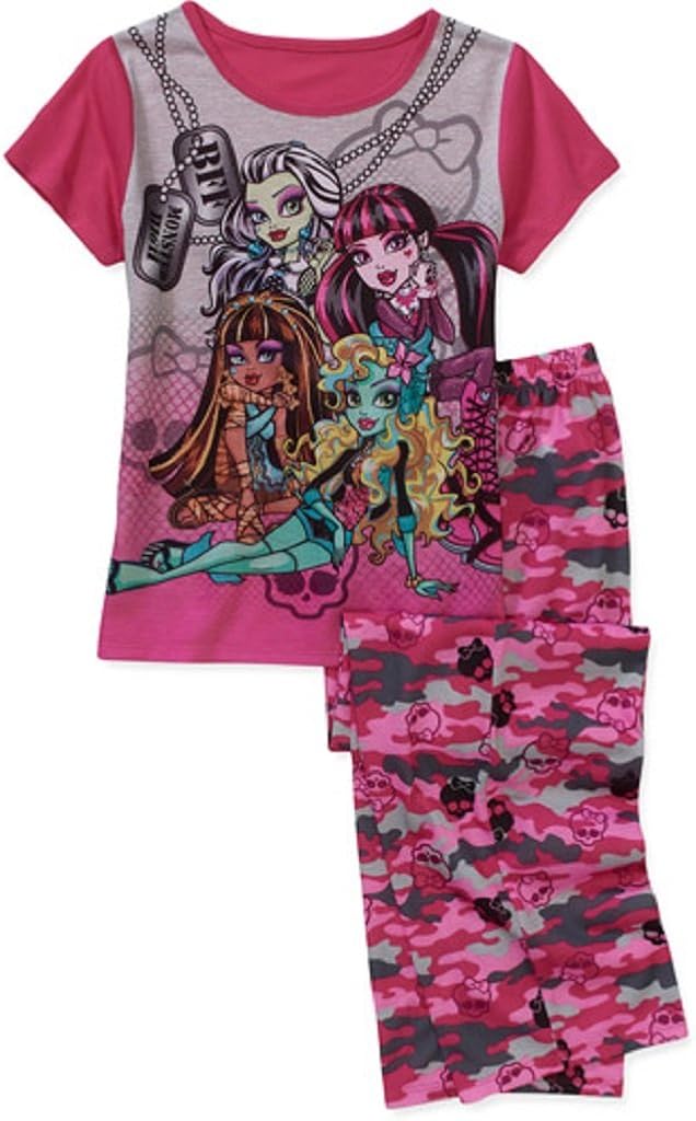 Monster High Girls' 2 Piece Short Sleeve Tee and Pant Pajama Set, XL(14 ...