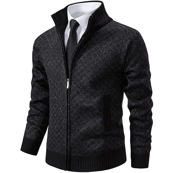 Yeokou Men's Shawl Collar Cardigans Men's Slim Fit Zip-Up Knit