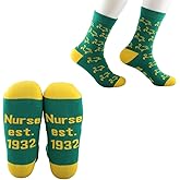 G2TUP Nursing Sorority Inspired Socks Nurse Gift Nurse Est 1932 Green and Yellow Crew Socks Sisterhood Sorors Merch