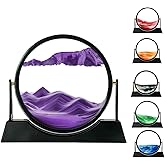 ZSDSZDZY Moving Sand Art Picture Liquid Motion, 3D Quicksand Décor, Deep Sea Sandscapes with Display Flowing Sand Frame for Relaxing, Desktop Office Home Decoration (Purple)
