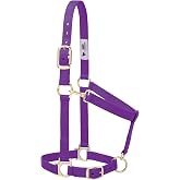Weaver Equine Nylon Horse Halter, Small Horse, Padded &amp; Adjustable, 1 in | Adjustable Chin, Throat Snap, Brass-Plated Hardware for Easy Handling &amp; Comfortable Fit, Purple