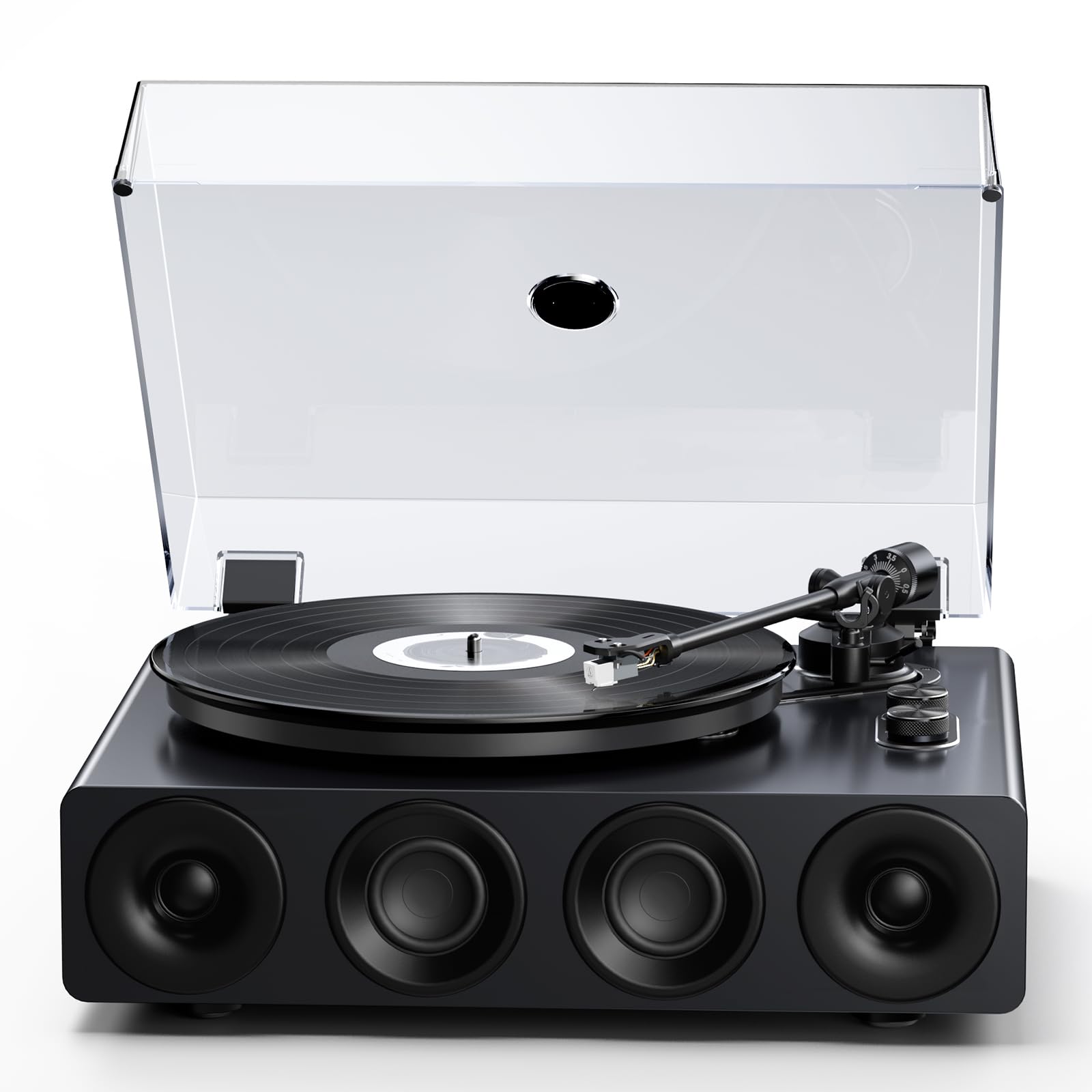 Tocadiscos de vinilo HiFi 1 BY ONE con entrada Bluetooth, laca de piano gris