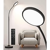 luckystyle Floor Lamp,Super Bright Dimmable LED Lamps for Living Room, Custom Color Temperature Standing Lamp with Remote Push Button, Adjustable Gooseneck Reading Floor Lamp for Bedroom Office Black