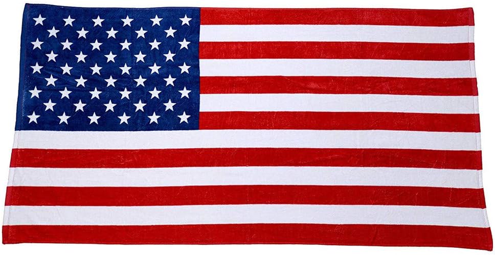 jieGREAT Independence Day American Flag Beach Towel 100% Cotton Plush