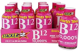 Stacker 2 Pink Lemonade B12 Energy Shot, 2oz (12 Pack)