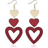 GELVTIC Leather Heart Earrings Dangle for Women Trendy, Star Earrings Lightweight Fashion, Gifts for Her