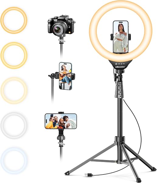 UBeesize 12'' LED Ring Light with 62'' Tripod Stand, Selfie Ring Light for Video Recording, Live Streaming, TikTok & YouTube,