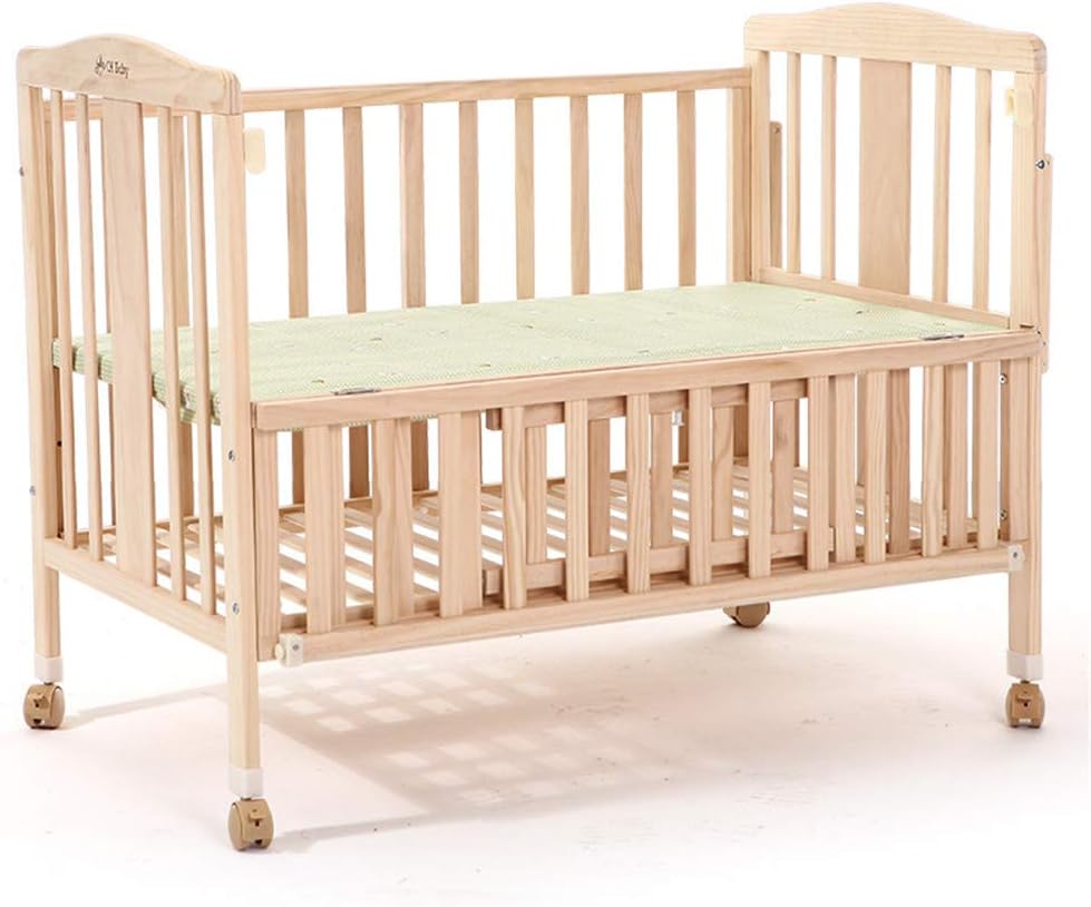 WDXIN Baby Cot Bed High-Grade Solid Wood Multifunctional Simple with Cradle, Mosquito net Height Adjustable Suitable for Babies 0-4 Years Old