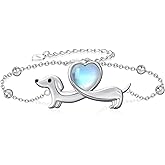 qielizhu Dachshund Gifts Dachshund Bracelet 925 Sterling Silver Dachshund Bracelet for Women Cute Wiener Dog Bracelet Dachshund Jewelry Gifts for Women and Dachshund Lovers