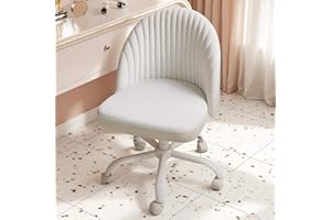 VICTONE Modern Vanity Chair with Back, Small Office Chair Armless Cute Desk Chair with Adjustable Height, Rolling, Swivel for
