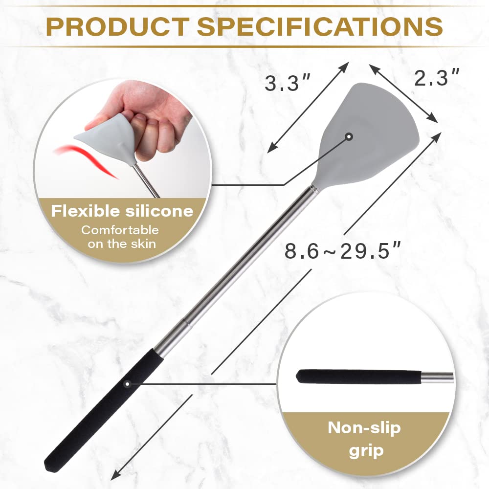 ROUNDS Cream Applicator for Back Telescopic Stick for Lotion Ointment Body Oil Medicine feet