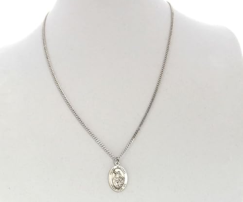 送料無料Heartland Store Men's Oval Sterling Silver Miraculous Medal + 24 Inch Endless Rhodium Plated Chain並行輸入